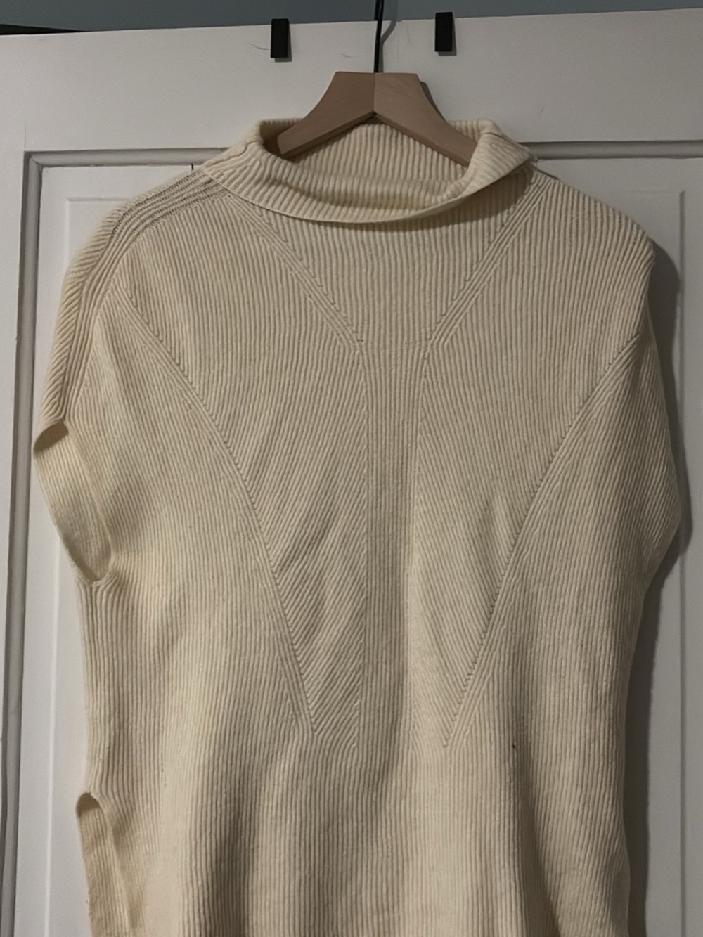 Vince Cream Ribbed Cowl-Neck Sweater